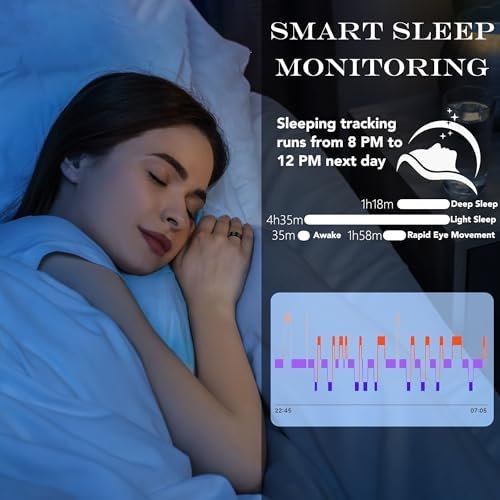 Smart Health Ring for Women Men Fitness Tracker with Heart Rate, Blood Oxygen, Blood Pressure, Sleep Monitoring, Step Counting, IP68 Waterproof for iPhone and Android, No Subscription Fee, Silver 8 - Image 4