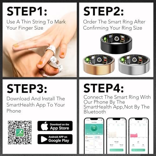 Smart Health Ring for Women Men Fitness Tracker with Heart Rate, Blood Oxygen, Blood Pressure, Sleep Monitoring, Step Counting, IP68 Waterproof for iPhone and Android, No Subscription Fee, Silver 8 - Image 8