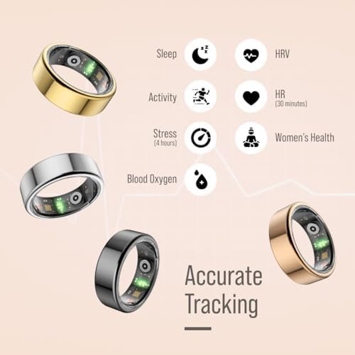 Herz P1 Smart Ring for Women & Men - (Size 13) 24/7 Health Metrics Fitness Ring, Tracks 20+ Biometrics, 6 Day Battery Life, Waterproof Stainless Steel, Free APP for iOS Android, No Subscription - Image 6