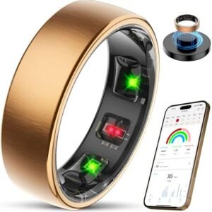 Smart Health Ring Sleep Health Tracker for Women Men with Heart Rate, Blood Oxygen, Sleep Monitor, Steps,Calories, 5ATM Waterproof for iPhone/Android, No Subscription Fee(Rose Gold, 10#)