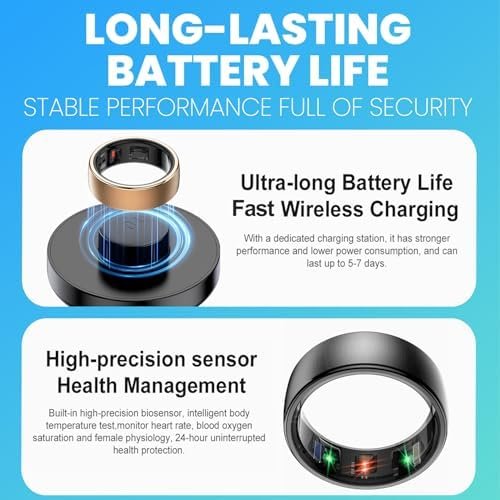 Smart Health Ring Sleep Health Tracker for Women Men with Heart Rate, Blood Oxygen, Sleep Monitor, Steps,Calories, 5ATM Waterproof for iPhone/Android, No Subscription Fee(Rose Gold, 10#) - Image 2