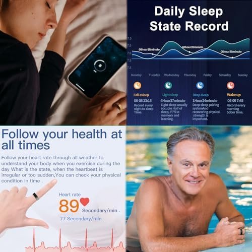 Smart Health Ring Sleep Health Tracker for Women Men with Heart Rate, Blood Oxygen, Sleep Monitor, Steps,Calories, 5ATM Waterproof for iPhone/Android, No Subscription Fee(Rose Gold, 10#) - Image 4