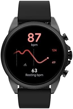Fossil Men's Gen 6 44mm Stainless Steel and Silicone Touchscreen Smart Watch, Color: Black (Model: FTW4061V) - Image 8