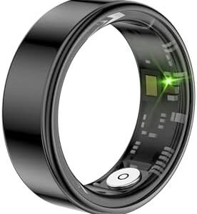 Smart Ring for Men & Women, Health Tracker Fitness Ring with Heart Rate, Blood Oxygen, Sleep Tracker, Step Counter and IP68 Waterproof & Long Endurance, No APP Subscription (Black,10#)