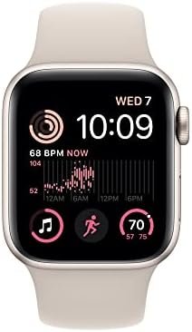 Apple Watch SE 2nd Gen (GPS, 40mm) - Starlight Case with Starlight Sport Band S/M (Renewed) - Image 2