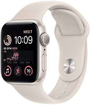 Apple Watch SE 2nd Gen (GPS, 40mm) - Starlight Case with Starlight Sport Band S/M (Renewed)