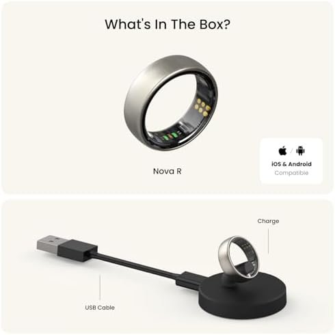 Smart Ring - Nova Ring AI Health Tracker with Sleep, Stress, Fitness, Heart Rate Monitoring for Men & Women. No Subscription, Android & iOS Compatible (Silver, Size 10) - Image 8