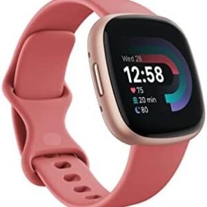 Fitbit Versa 4 Fitness Smartwatch with Daily Readiness, GPS, 24/7 Heart Rate, 40+ Exercise Modes, Sleep Tracking and more, Pink Sand/Copper Rose, One Size (S & L Bands Included)