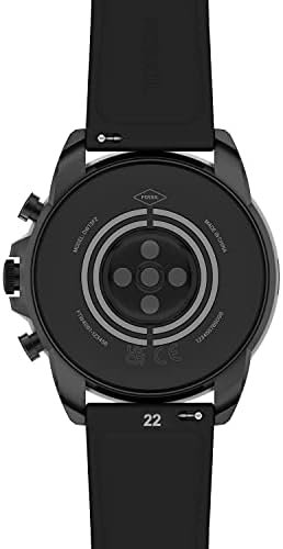 Fossil Men's Gen 6 44mm Stainless Steel and Silicone Touchscreen Smart Watch, Color: Black (Model: FTW4061V) - Image 4
