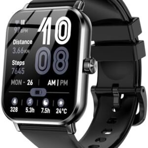 Smart Watch, 1.83" HD Smartwatch for Men Women with 120 Sports Modes, Bluetooth Call & Make Call, Health, Fitness & Sleep Tracker, Timer, 5 ATM Water-Resistance, Fitness Watch for Android/iOS, Black