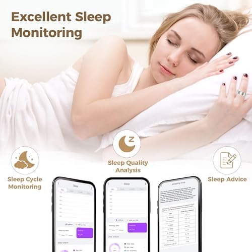 Smart Ring for Men & Women, Wellness & Fitness Tracker with Sleep/Step/Heart Rate/Blood Oxygen/Calorie Counter, IP68 Waterproof Wearable Ring for iOS Android Silver (Silver, 8) - Image 5