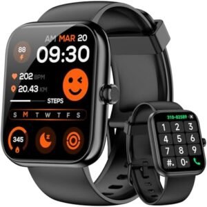 Smart Watch for Men Women Alexa Built-in, 1.83" HD Fitness Tracker Touchscreen with Call Function, IP68 Waterproof, 120+ Sport Modes, 24/7 Heart Rate/Sleep Monitor, iOS Android Compatible (Black)