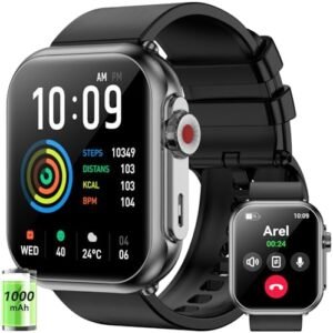 Smart Watch for Men Women, 1000mAh Battery 100-Day Standby Time, 1.85" HD Screen Fitness Tracker, 110+ Sport Modes, IP68 Waterproof, Heart Rate/Sleep Monitor, Fitness Watch for Android/iOS(Black)