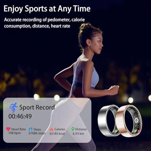 Smart Ring for Women Men, Sleep Tracker Ring, Waterproof Fitness Tracker Health Rings with Heart Rate Monitoring, Blood Oxygen,Stress Distance Calories Steps Tracking,No Subscription Fee(Rose Gold,#9) - Image 4