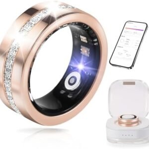 Smart Ring for Women & Men - Health & Fitness Tracker with Heart Rate, Blood Oxygen, Sleep Monitoring, 128 Sports Modes, IP68 Waterproof, Gesture Control, No Subscription Fees (8#)