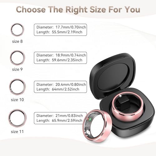 Health Smart Ring for Men Women, Fitness Tracker with Heart Rate/Blood Pressure/Blood Oxygen Monitor,Sleep Tracker,Pedometer, IP68 Waterproof Ring for iPhone&Android, No Subscription (Pink, Size9) - Image 6