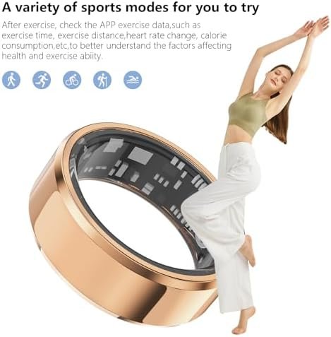 Fitness Tracker Smart Ring,Step Counter,Heart Rate Blood Oxygen Sleep Tracker Health Ring, 6ATM Waterproof Long Battery Life Smart Rings Compatible with iOS & Android (Rose Gold US8-2) - Image 6