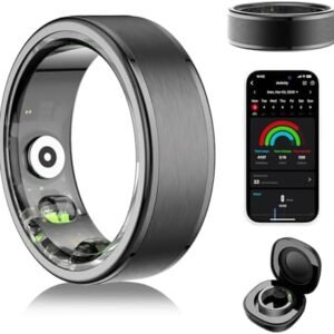 Smart Ring for Women Men - Fitness Tracker with Heart Rate/Blood Oxygen/Stress Monitor/Steps/Sleep Tracking, No App Subscription, 5ATM Waterproof Health Rings