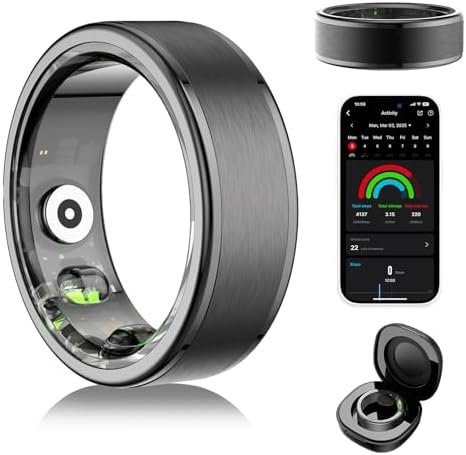 Smart Ring for Women Men - Fitness Tracker with Heart Rate/Blood Oxygen/Stress Monitor/Steps/Sleep Tracking, No App Subscription, 5ATM Waterproof Health Rings