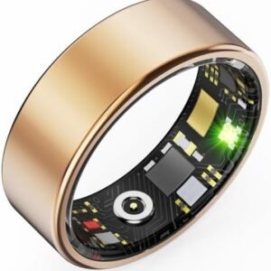 HitTopss Smart Ring, Fitness Tracking Smart Ring with Calories/Heart Rate/Blood Oxygen/Sleep Monitoring, IP68 Waterproof, No APP Subscription, Compatible with iOS/Android (Gold,10#)