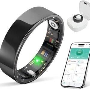 Smart Health Ring for Women & Men Fitness Tracker with Heart Rate, Blood Pressure,Blood Oxygen,Step Counting, Sleep Monitoring,IP68 Waterproof for iPhone and Android, No Subscription Fee (Black, 9)