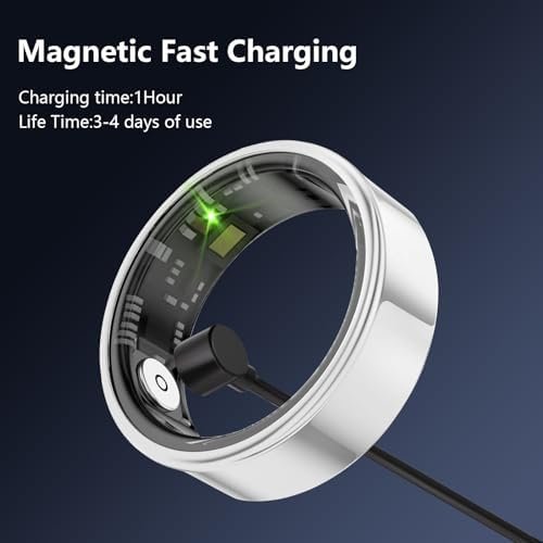 Smart Ring - Health and Fitness Tracker with Calories/Heart Rate/Blood Oxygen/Blood Pressure/Sleep Monitoring, IP68 Waterproof Pedometer for Exercise (Silver, #8) - Image 7