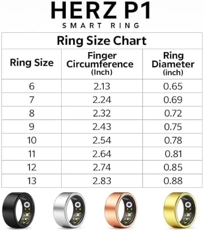 Herz P1 Smart Ring for Women & Men - (Size 10) 24/7 Health Metrics Fitness Ring, Tracks 20+ Biometrics, 6 Day Battery Life, Waterproof Stainless Steel, Free APP for iOS Android, No Subscription - Image 2