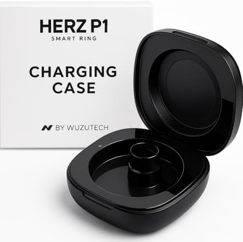 Herz P1 Rapid Charging Case - Smart Ring Portable Charging Case with 200 mAh Battery Magnetic Charger | Charges Herz P1 Smart Ring 8 Times | Compact & Lightweight Design for Travel Black