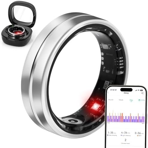 Smart Ring Fitness Tracker for Women Men - Waterproof Health Rings for Sleep Tracker, Heart and Blood Oxygen Monitor, Fitness Ring for Family Care,Step and Burned Calories Counter(8#