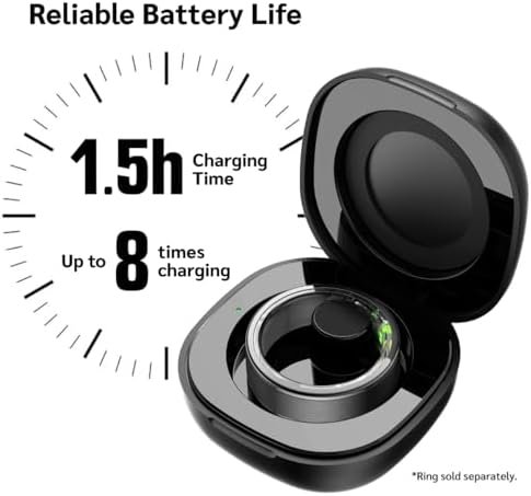 Herz P1 Rapid Charging Case - Smart Ring Portable Charging Case with 200 mAh Battery Magnetic Charger | Charges Herz P1 Smart Ring 8 Times | Compact & Lightweight Design for Travel Black - Image 2