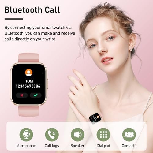 Smart Watch for Women, 1.95" HD Touchscreen Fitness Tracker with Bluetooth Calling, Fitness Watch with 110+ Sports Modes/Heart Rate/Sleep Monitor, IP68 Waterproof Smartwatch for Android iOS, Pink - Image 4