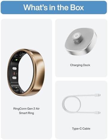 RingConn Gen 2 Air, Ultra-Thin AI Smart Ring, 10-Day Battery Life, Fitness/Sleep/Stress/HR Tracker for Women&Men, No App Fee for Standard Features, iOS & Android Compatible (Size 12, Dune Gold) - Image 9