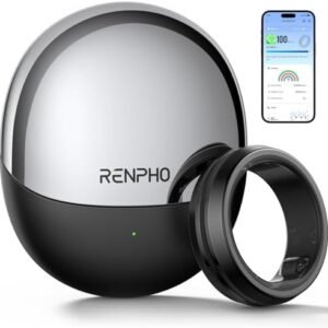 RENPHO Lynx Smart Ring, Size First with Sizing Kit, Fitness Tracker for Women & Men, Sleep Tracker, 7-Day Battery Life, Titanium, Waterproof, Subscription-Free App, HSA/FSA Eligible (Black, Size 8)