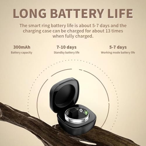 HitTopss Smart Ring, Ultra Thin Fitness Tracking Smart Ring with Calories/Heart Rate/Blood Oxygen/Sleep Monitoring, 5ATM Waterproof, No APP Subscription (Silver,Ultra Thin-8#) - Image 7