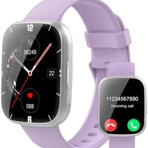 Smart Watch for Men Women(Answer/Make Calls), 1.95" HD Touch Screen Fitness Watch with Sleep Heart Rate Monitor, 110+ Sports Modes, IP68 Waterproof Activity Trackers Compatible with Android iOS,Purple