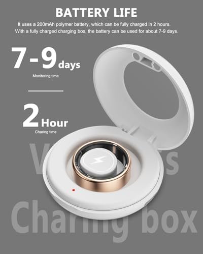 2025 New Smart Ring Health Tracker for Men Women - IP68 Waterproof Fitness Ring with Sleep Tracker/Heart Rate/Blood Oxygen/Steps/Distance/Calories,Air Gestures,Charging case Up to 7-Day - Image 5