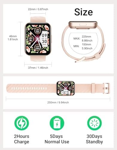 Smart Watch (Answer/Make Calls), 1.85" Smart Watches for Women Men Digital Watch Fitness Tracker with 100+ Sport Modes Heart Rate Monitor Watch for iOS Android Phones Waterproof (Light Pink) - Image 8