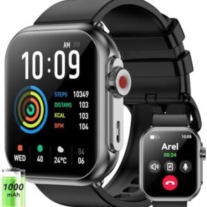 Smart Watch for Men Women, 1000mAh Battery 100-Day Standby Time, 1.85" HD Screen Fitness Tracker, 110+ Sport Modes, IP68 Waterproof, Heart Rate/Sleep Monitor, Fitness Watch for Android/iOS(Black)