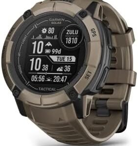 Garmin Instinct 2X Solar - Tactical Edition, Rugged GPS Smartwatch, Built-in Flashlight, Ballistics Calculator, Solar Charging Capability, Coyote Tan