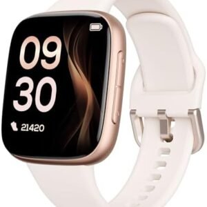 Smart Watch for Women, AMOLED Ultra-Clear Screen, 3ATM Swimming Waterproof, Compatible Android/iOS Phone, Answer/Make Calls, Fitness Tracker Watch/Heart Rate/Sleep Tracker/100 Sports, Beige