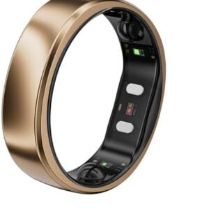RingConn Gen 2 Air, Ultra-Thin AI Smart Ring, 10-Day Battery Life, Fitness/Sleep/Stress/HR Tracker for Women&Men, No App Fee for Standard Features, iOS & Android Compatible (Size 12, Dune Gold)
