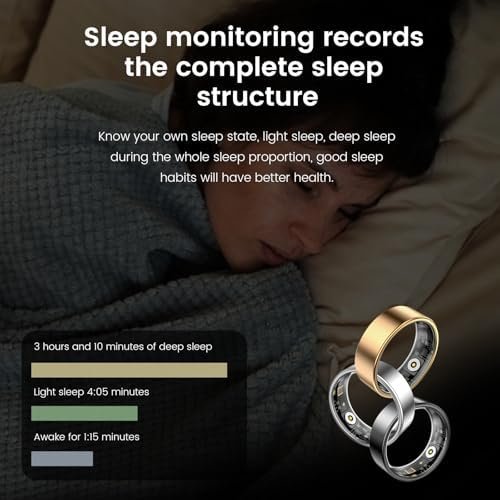 Smart Health Ring for Women Men Fitness Tracker with Heart Rate, Blood Oxygen,Sleep Monitoring, Step Counting, IP68 Waterproof for iPhone and Android, No Subscription Fee (Gold, 12) - Image 2