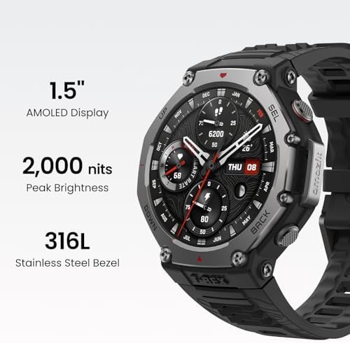 Amazfit T-Rex 3 Outdoor Smart Watch 48mm AMOLED Display, Offline Maps & Navigation, 6 Satellite Systems Dual Band GPS, 27 Days Battery Life, 170+ Sports Mode, 45m Freediving for Android, iPhone - Image 6