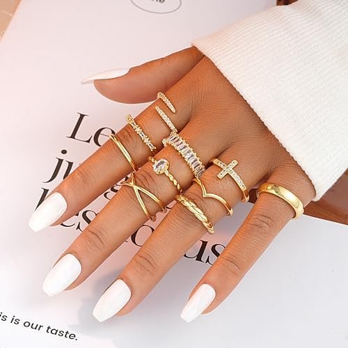 10 PCS 14K Gold Plated Rings Set for Women, Dainty Gold Knuckle Ring Non Tarnish, Simple Thumb Stacking Rings Pack Size 6/7/8/9/10 - Image 8