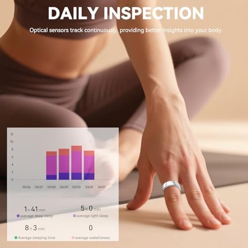 Smart Ring for Men Women with Black Charging Box, Bluetooth, Health Ring , IP68 Waterproof, Fitness Ring Tracks Heart Rate/Sleep/Steps/Sports Activities/Blood Oxygen,non-subscription app (Silver, 7) - Image 4