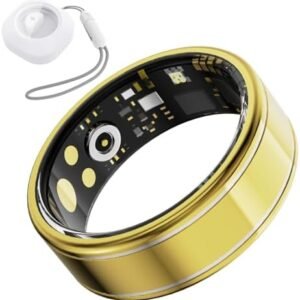 Smart Ring for Women Men – Fitness Tracker Ring with Heart Rate, SpO2, Blood Pressure, Sleep Monitoring, Step & Calorie Counter, No Subscription Fee,5ATM Waterproof,iOS & Android (Gold 8)