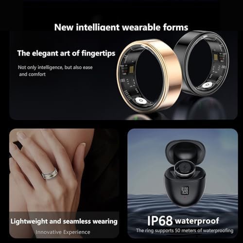 Smart Ring for Men & Women, Health Tracker Fitness Ring with Heart Rate, Blood Oxygen, Sleep Tracker, Step Counter and IP68 Waterproof & Long Endurance, No APP Subscription (Black,10#) - Image 3