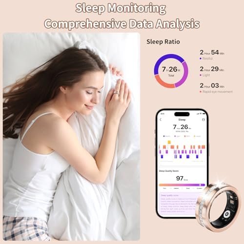 Smart Ring for Women & Men - Health & Fitness Tracker with Heart Rate, Blood Oxygen, Sleep Monitoring, 128 Sports Modes, IP68 Waterproof, Gesture Control, No Subscription Fees (8#) - Image 4