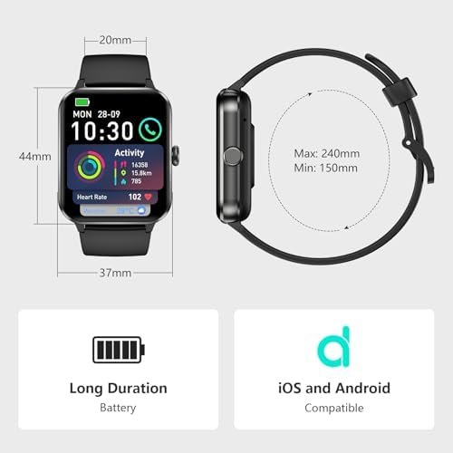 Blackview 2025 Smart Watch (Answer/Make Calls), Fitness Watch for Men and Women with Heart Rate/SpO2/Sleep Monitor/2 Straps, 100+ Sports Modes, IP68 Waterproof Activity Tracker for Android/iPhone - Image 7