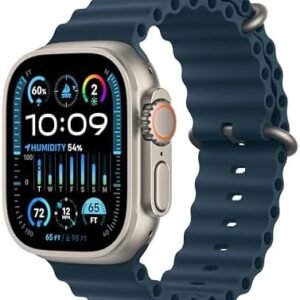 Apple Watch Ultra 2 [GPS + Cellular 49mm] Smartwatch with Rugged Titanium Case & Blue Ocean Band One Size. Fitness Tracker, Precision GPS, Action Button, Extra-Long Battery Life